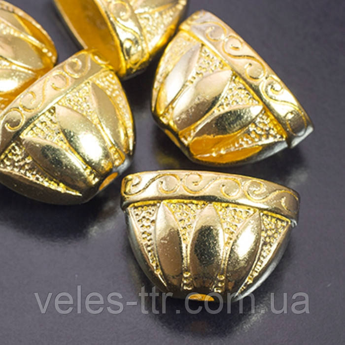 Колпачок кінцявік плоский металевий золото 14x20x12 мм