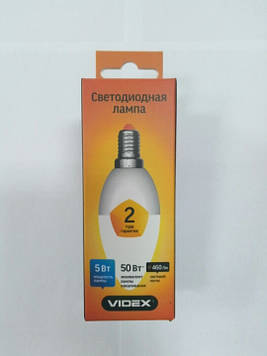 Світлодіодна лампа Videx VL-C37e-05143(5W LED С37 3000K 220V 460Лм)