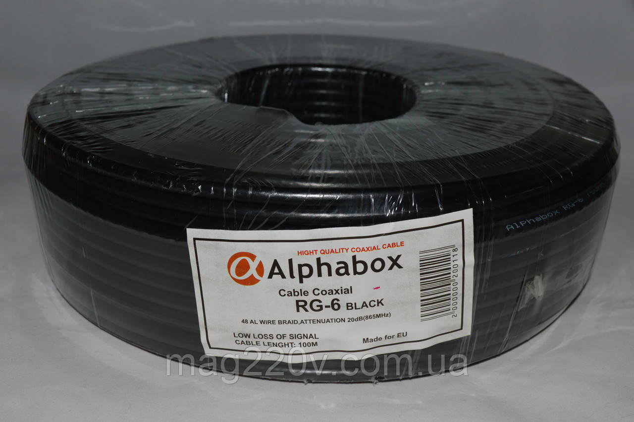Телевізійний кабель Alphabox 640 (100 м) чорний