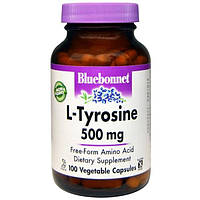 Bluebonnet Nutrition, L-тирозин, 500 мг, 100 капсул вегетаріанських