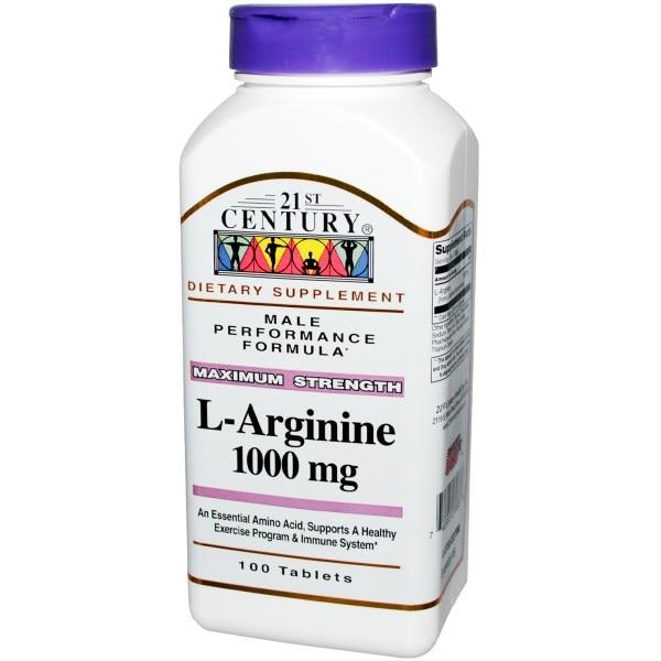 21st Century, L-аргинин, максимальная мощь, 1000 мг, 100 таблеток