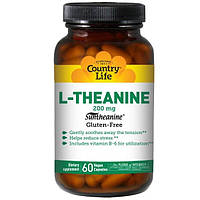 Country Life, L-теанін, 200 мг, 60 рослинних капсул