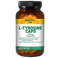 Country Life, L-тирозин, 500 мг, 100 рослинних капсул
