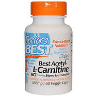 Doctors Best, Best Acetyl-L-Carnitine HCl, 588 мг, 60 вегетарианских капсул