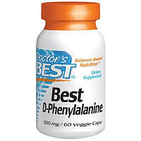Doctors Best, Best, D-фенілаланін, 500 мг, 60 рослинних капсул