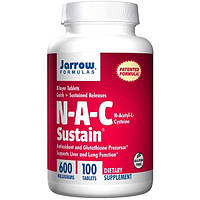 Jarrow Formulas, N-A-C Sustain, N-ацетил-L-цистеїн, 600мг, 100таблеток