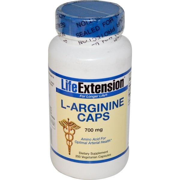 Life Extension, Капсули, L-аргінін, 700 мг, 200 рослинних капсул