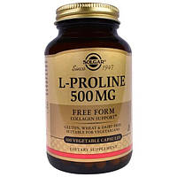 Solgar, L-пролін, 500 мг, 100 рослинних капсул