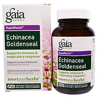 Gaia Herbs, Быстрое облегчение, эхинацея и желтокорень, 60 вегетарианских жидких фито-капсул