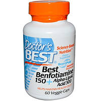 Doctors Best, Best Benfotiamine 150 + альфа-липоевая кислота 300, 60 растительных капсул