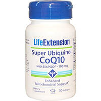 Life Extension, Супер убихинол - коэнзим Q10, с BioPQQ, 100 мг, 30 желатиновых капсул