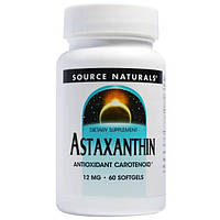 Source Naturals, Астаксантин, 12 мг, 60 мягких желатиновых капсул