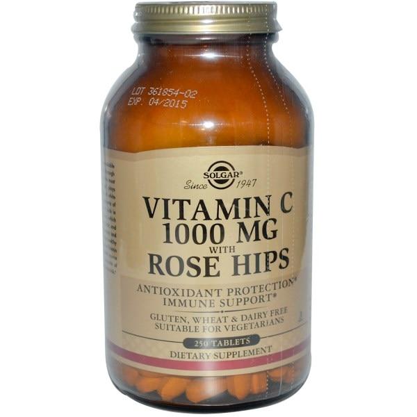 Solgar, Вітамін C-1000 з шипшиною, 250 таблеток