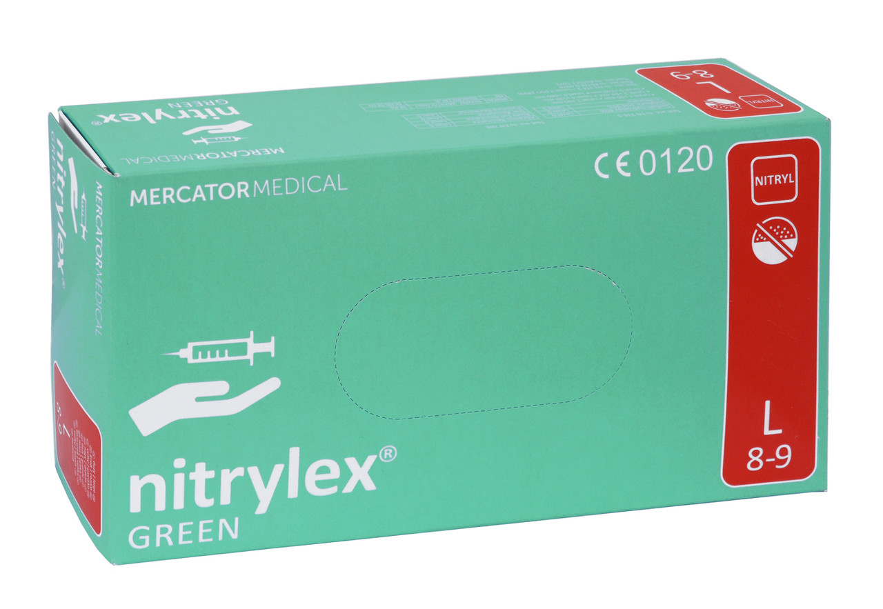 Перчатки нитриловые неопудренные Mercator Medical NITRYLEX GREEN (зеленые) - фото 4 - id-p517808465