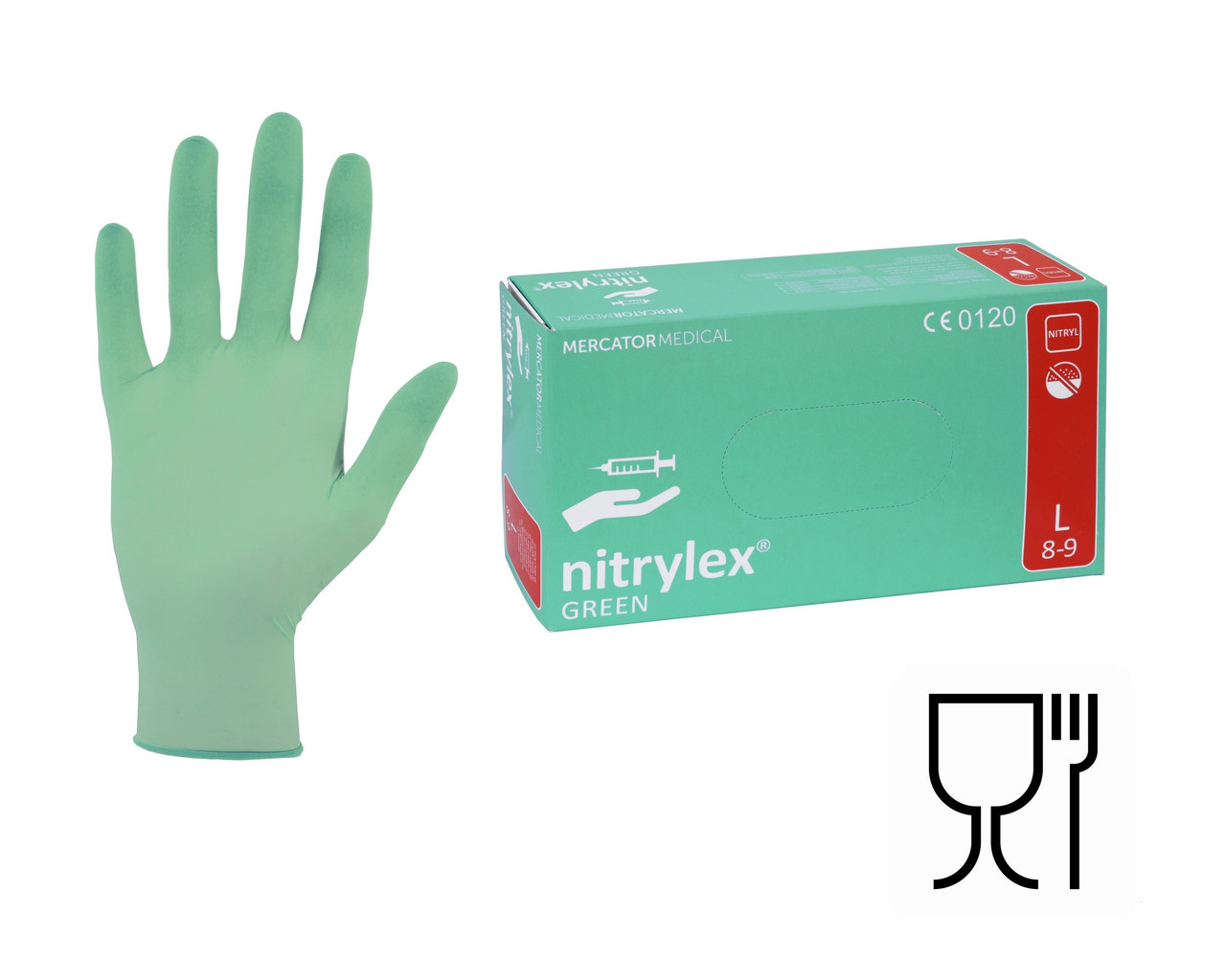 Перчатки нитриловые неопудренные Mercator Medical NITRYLEX GREEN (зеленые) - фото 1 - id-p517808465