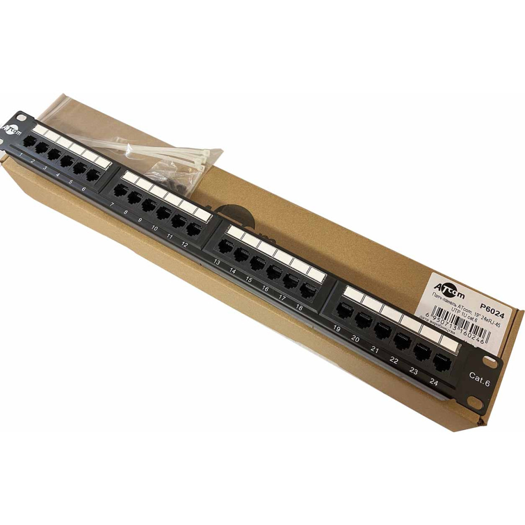 Патч-панель Atcom 19" 24 порта UTP cat.6 (P6024) — Доступний
