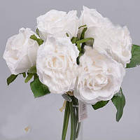 Букет белых заснеженных роз 25см Цветы искусственные