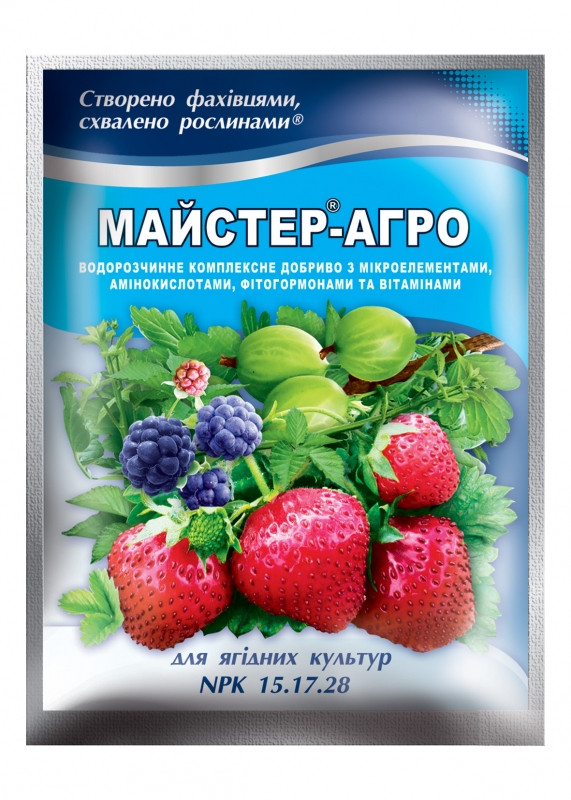 Добриво Майстер - агро для ягідних культур 100 гр. / Удобрение Мастер - агро для ягодных культур. - фото 1 - id-p521810438