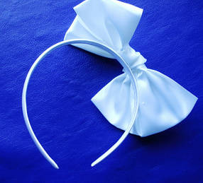 Обруч із білим бантом/Білий бант на обручі, фото 2