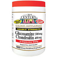 21st Century, Глюкозамін 500 мг, хондроїтин 400 мг, подвійна сила, 400 капсул (легко глотаемые)