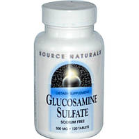 Source Naturals, Сульфат глюкозамина, без натрия, 500 мг, 120 таблеток