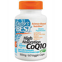 Doctors Best, Коэнзим Q10 с высокой степенью поглощения, с биоперином, 100 мг, 60 растительных капсул