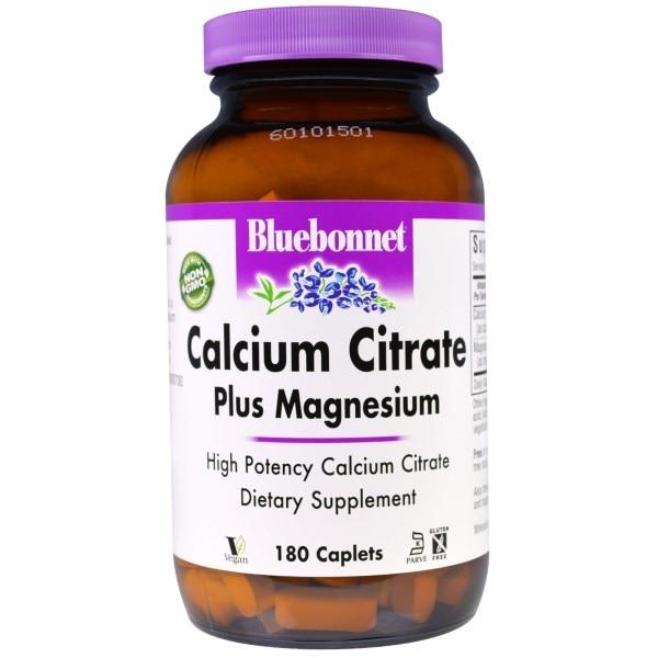 Bluebonnet Nutrition, Цитрат кальцію з магнієм, 180 капсулообразних таблеток