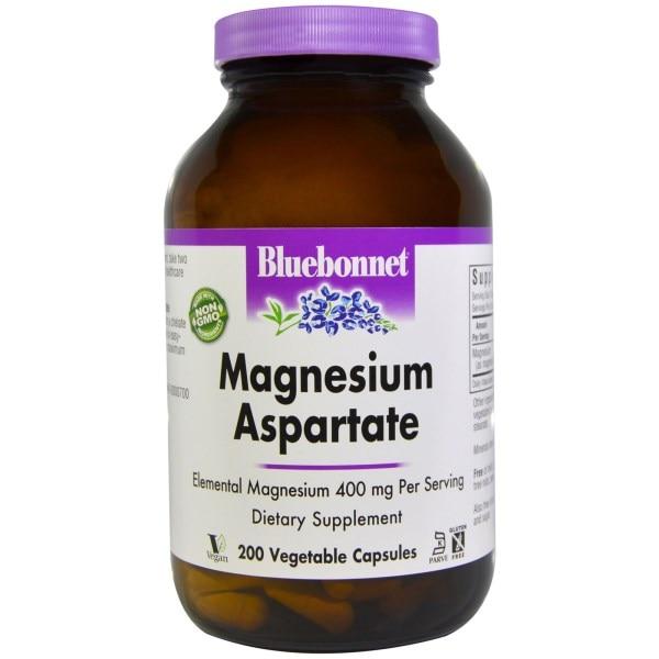 Bluebonnet Nutrition, аспартат Магнію, 200 рослинних капсул