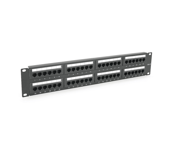 Сетевая патч-панель 48 портов UTP DUAL Cat.6E 19" 2U неэкранированная черная, фото 1