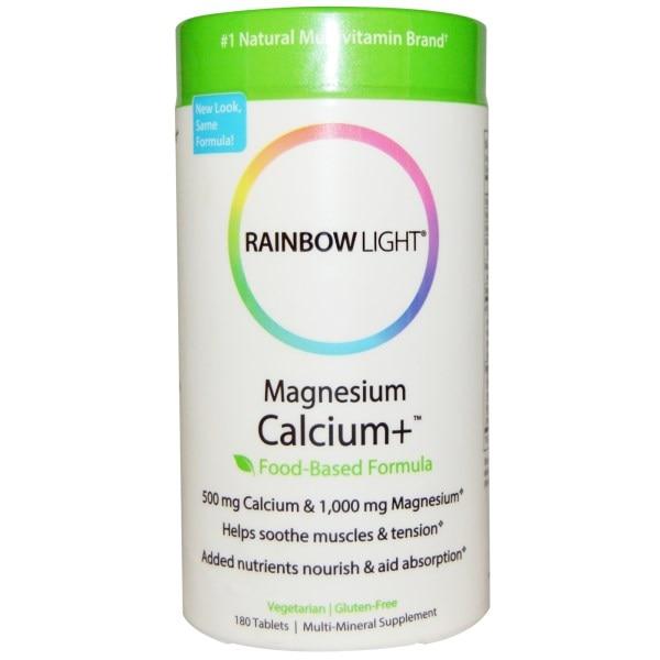 Rainbow Light, Магній і кальцій+, харчова формула, 180 таблеток