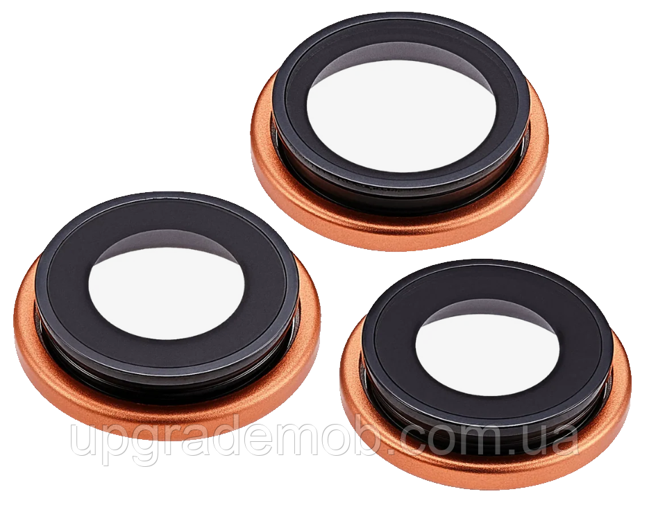 Скло камери iPhone 17 Pro/17 Pro Max жовтогаряче Cosmic Orange + кільце комплект 3, фото 1