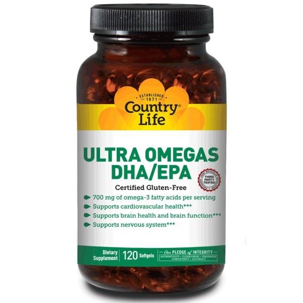 Country Life, Ultra Omegas DHA / EPA (ДГК / ЕПК), 120 желатинових капсул