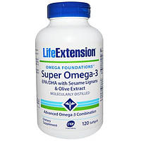 Life Extension, Omega Foundations, Супер Омега-3, 120 желатинових капсул
