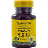 Витамин А и D3 Vitamin A & D Natures Plus 10,000-400 IU 90 капсул