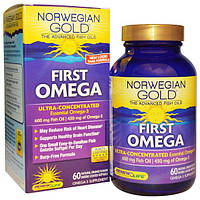 Renew Life, Norwegian Gold, улучшенный рыбий жир, первая омега, натуральный апельсиновый вкус, 60 капсул с энтеропокрытием