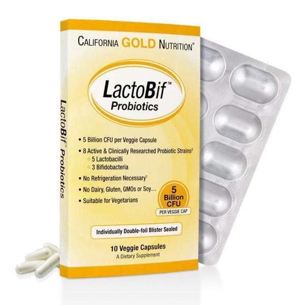 Пробіотики LactoBif, 5 млрд ДЕЩО California Gold Nutrition, , 10 овочевих капсул