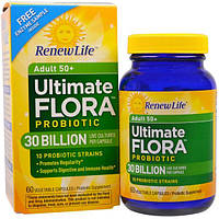 Renew Life, Пробиотик Ultimate Flora для взрослых 50+, 30 миллиардов, 60 вегетарианских капсул