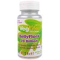 VegLife, BellyFlora, 20 миллиардов полезных бактерий, 50 вегетарианских капсул