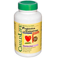 ChildLife, Пробіотики з молозивом, зі смаком різних ягід, 90 жувальних таблеток