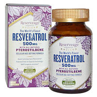 ReserveAge Nutrition, Ресвератрол с полностью натуральным птеростильбеном, 500 мг, 60 капсул на растительной основе