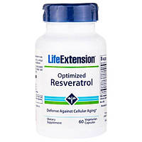 Life Extension, Оптимизированный резерватрол, 60 вегетарианских капсул
