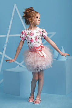 Дитячий ошатний костюм для дівчинки "Рожевий мотив"