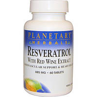Planetary Herbals, Ресвератрол с экстрактом красного вина, 60 таблеток