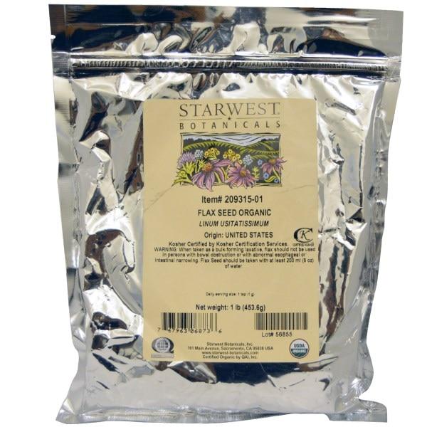 Starwest Botanicals, Цілісні органічні насіння льону, 1 lb