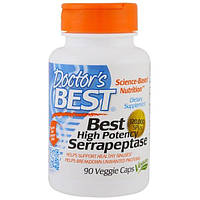 Doctors Best, Серрапептаза (Best High Potency Serrapeptase), 120 000 SPU, 90 растительных капсул
