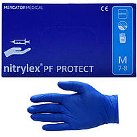 Рукавички нітрилові неопудрені Mercator Medical NITRYLEX PROTECT BLUE PF (сині) 200 шт.