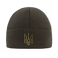Шапка флісова Без Відвороту З Тризубом, Dark olive, L