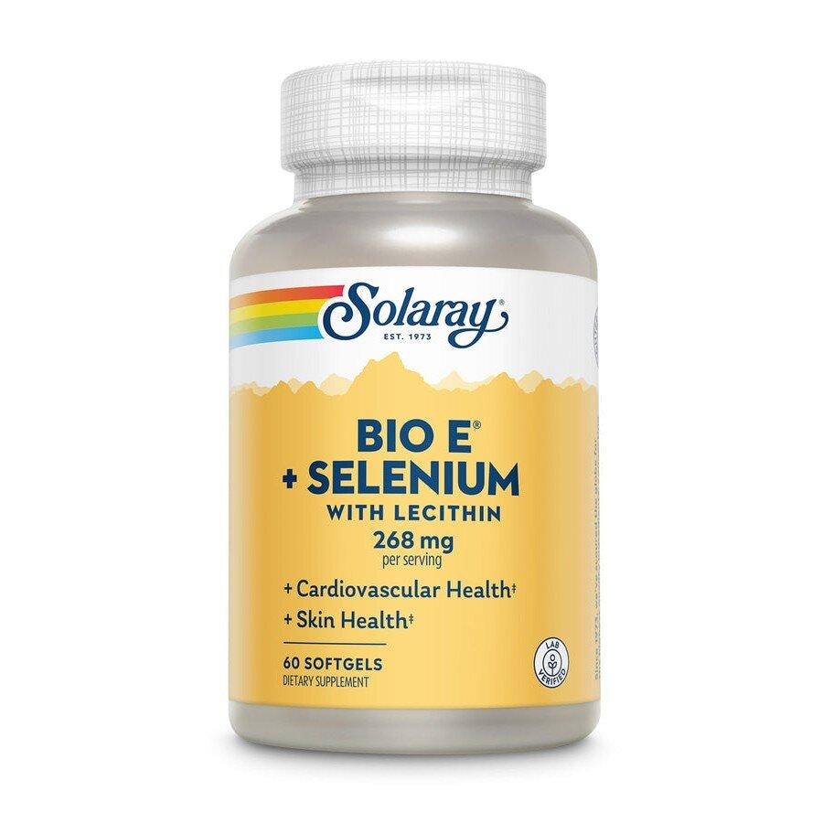 Витамин E с селеном и лецитином Solaray Bio Vitamin E + Selenium 268 mg, 60 капсул