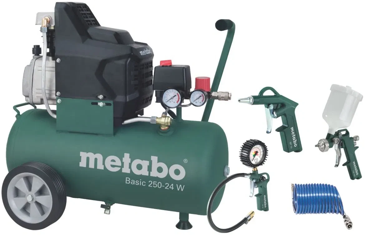 Компрессор Metabo Basic 250-24W масляный 24л 8 бар 1,5 кВт, фото 1