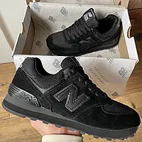 Кроссовки New Balance 574 модель 0610v черные замшевые и кожаные производство Вьетнам для стильных образов